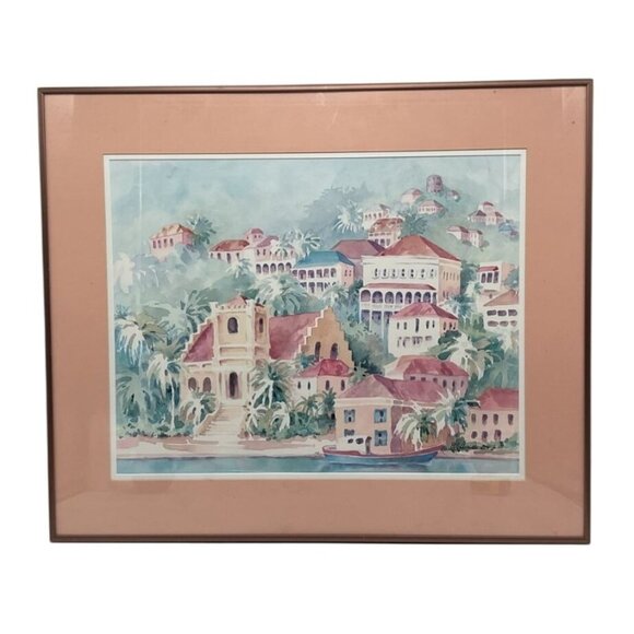 Watercolor Print Framed Dana Wylder Caribbean Islands | 20” x 24” - Picture 1 of 3